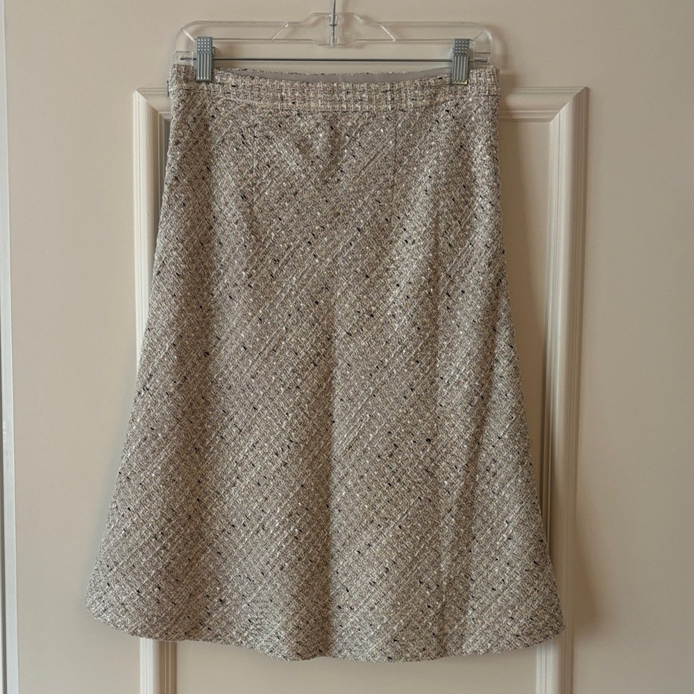 Ann Taylor Tweed Beige A-Line Skirt - Picture 3 of 5